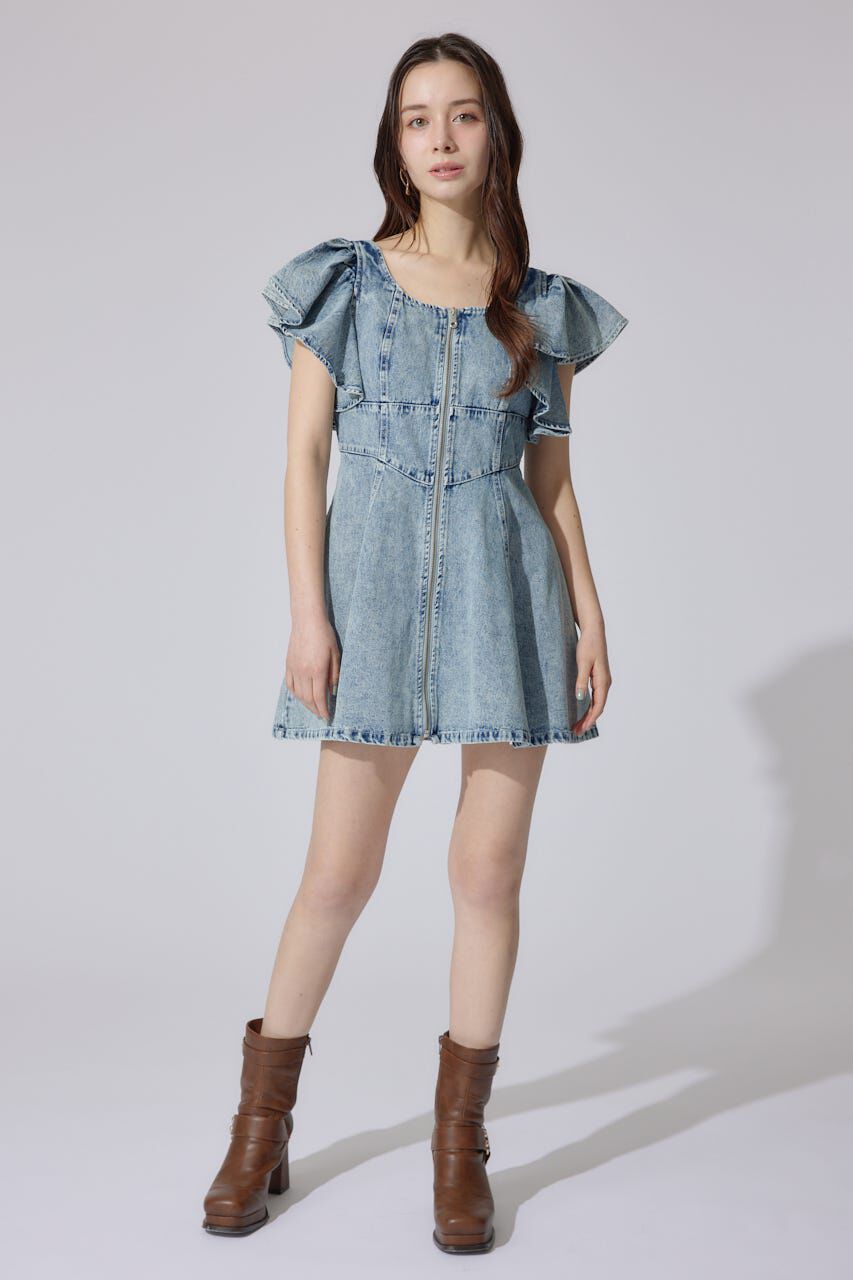 rienda「フリルスリーブミニワンピース」|ワンピース|