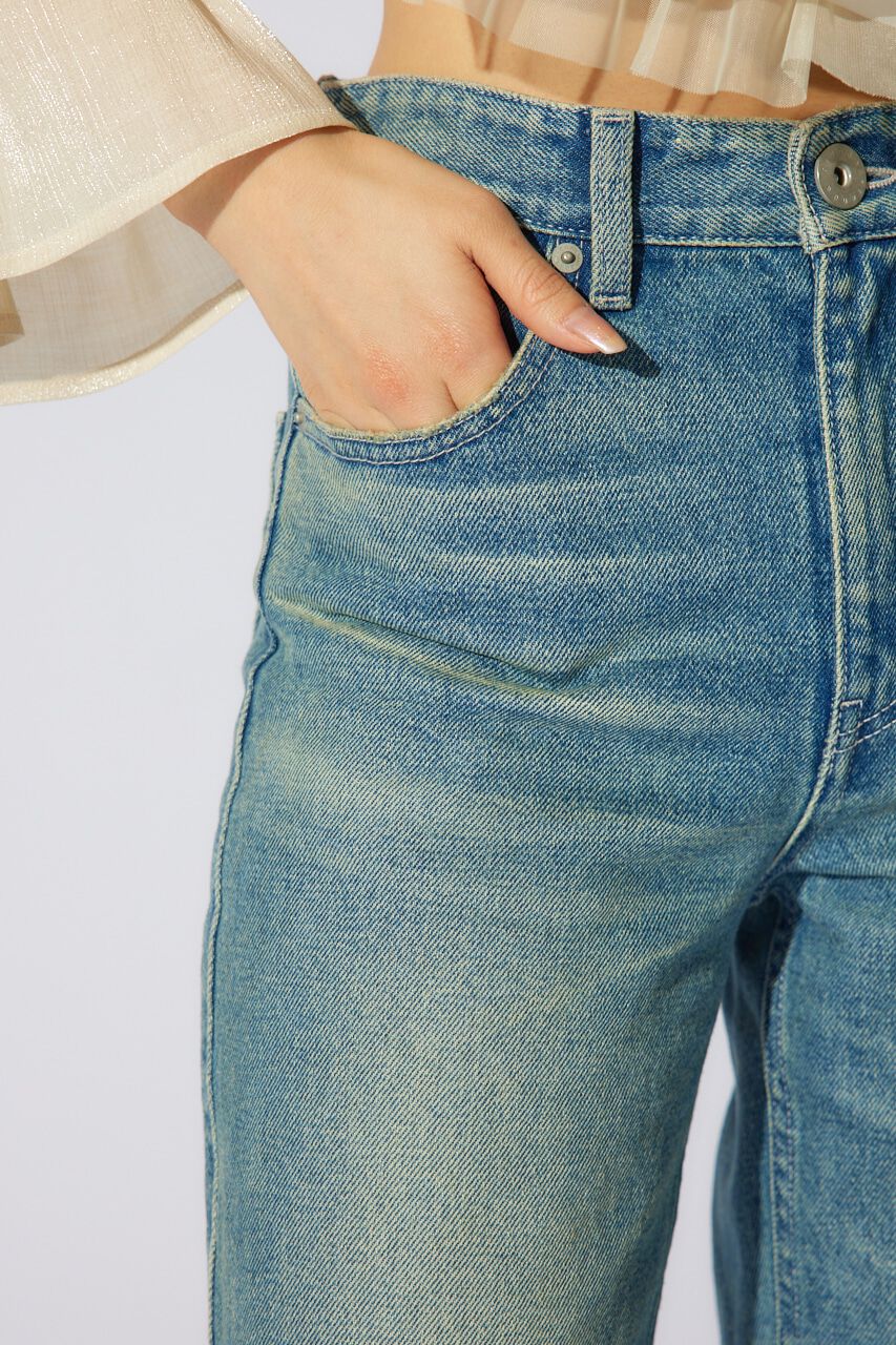 rienda「サイドVラインジャストウエストパンツ」|デニム|