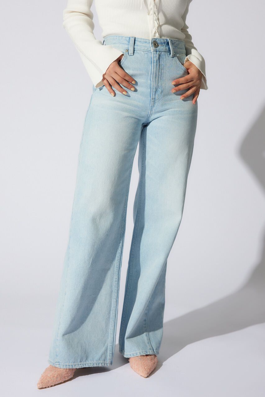 rienda「サイドVラインジャストウエストパンツ」|デニム|