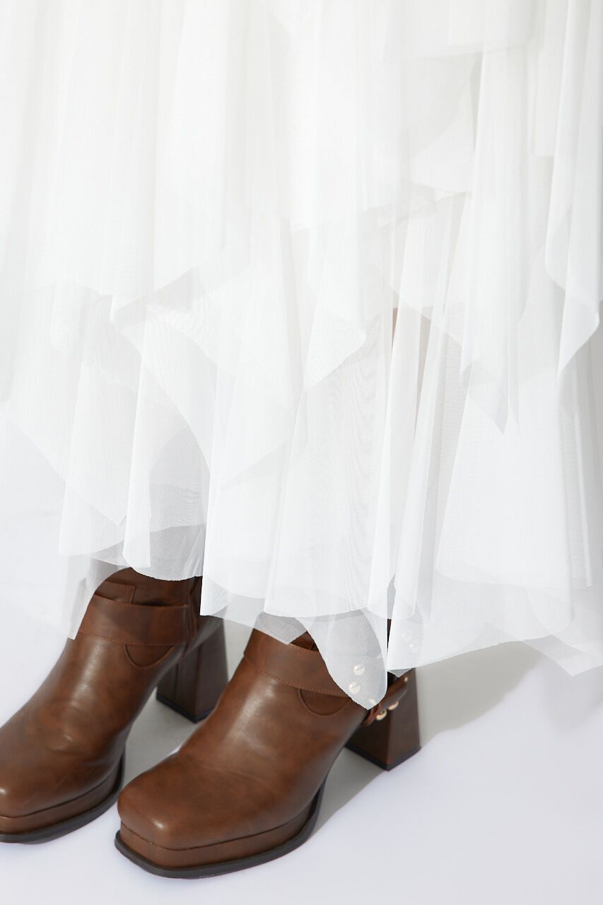 rienda「ニュアンスランダムチュールジャストウエストスカート」|スカート|