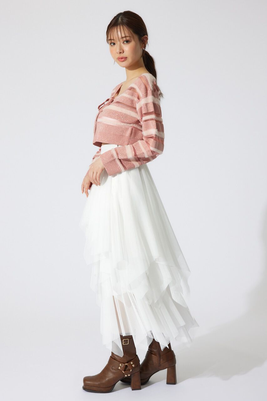 rienda「ニュアンスランダムチュールジャストウエストスカート」|スカート|