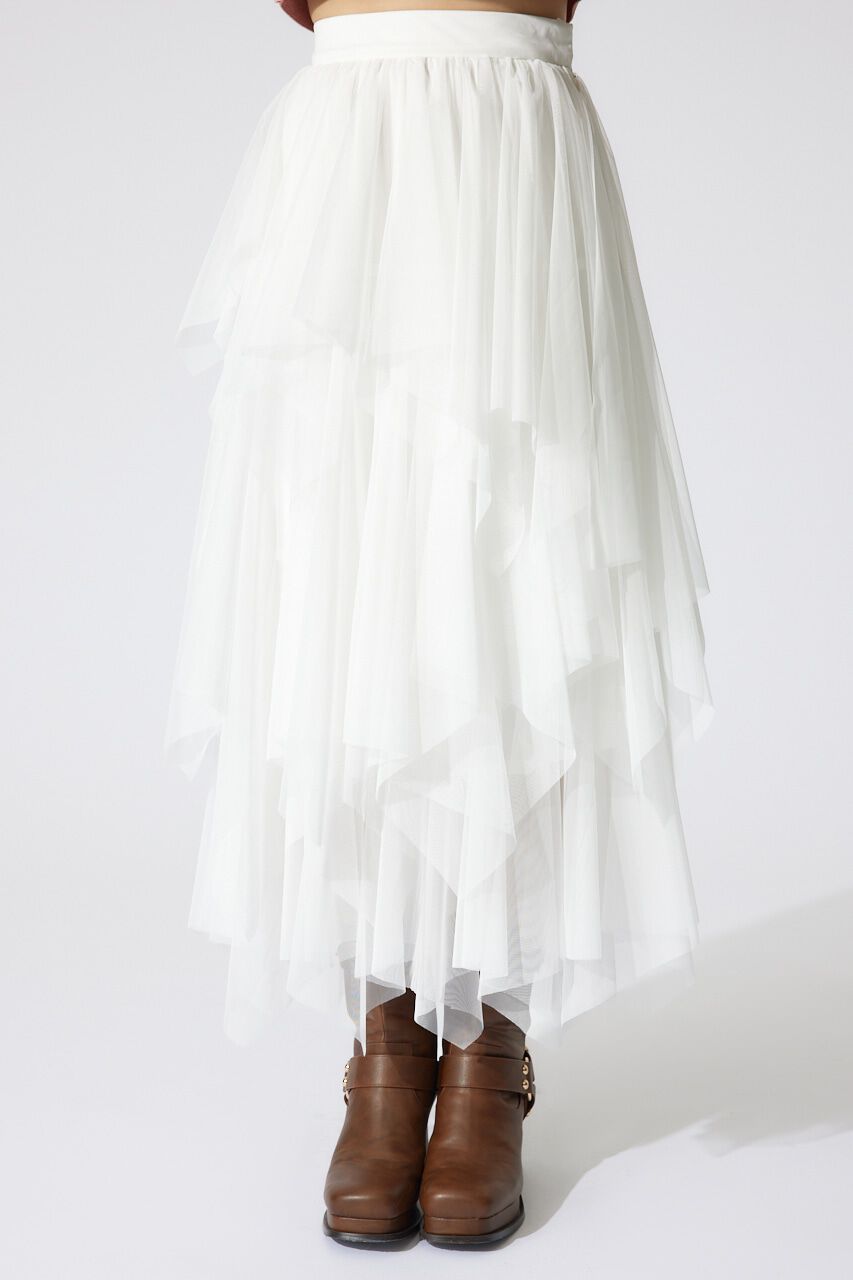 rienda「ニュアンスランダムチュールジャストウエストスカート」|スカート|