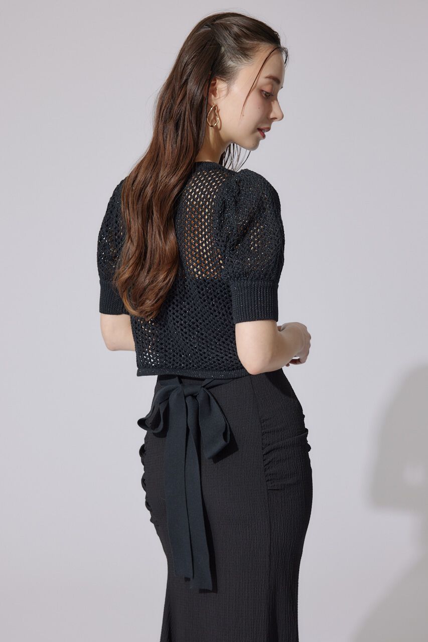 rienda「メッシュロゴショートニットトップス」|ニット・セーター|