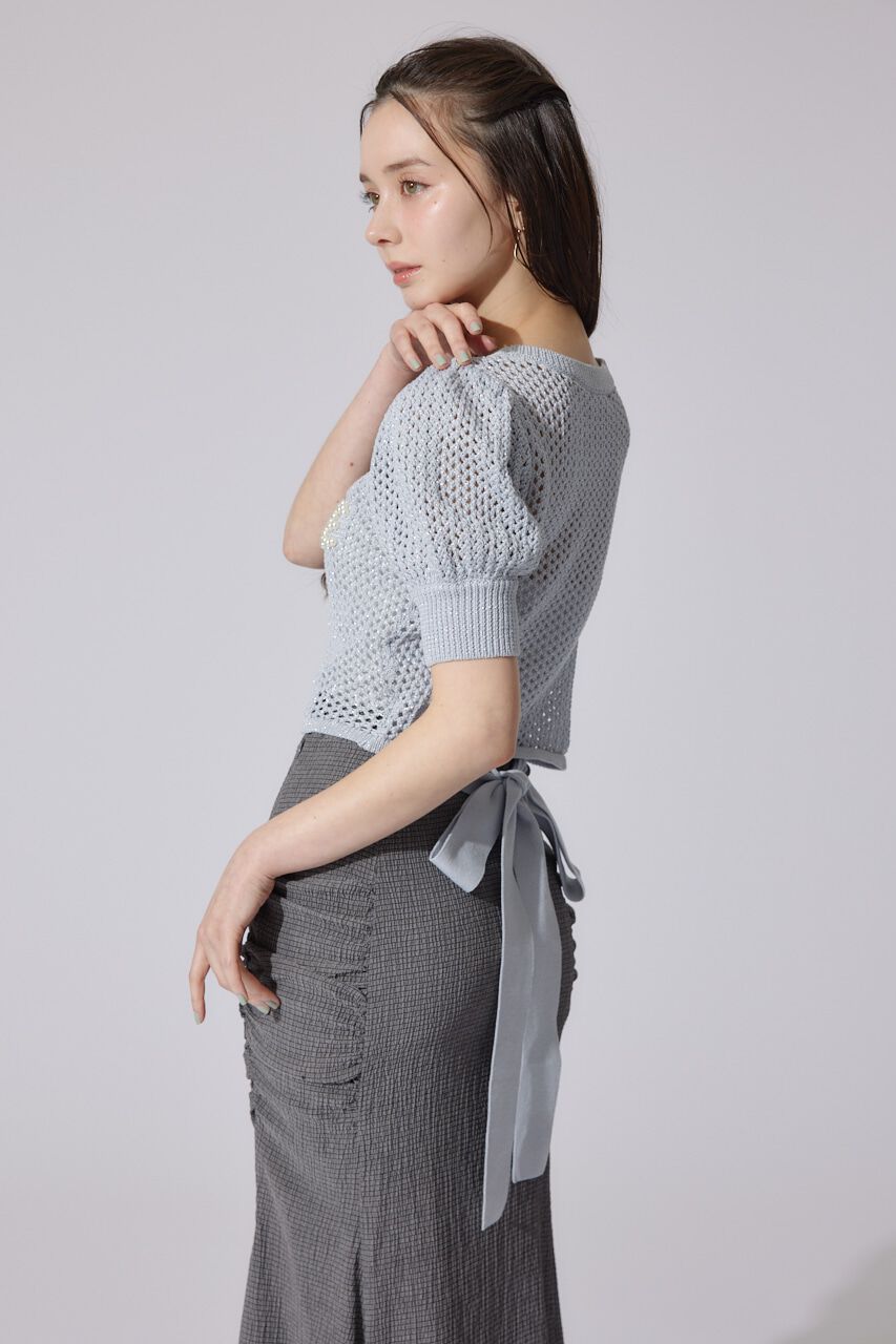 rienda「メッシュロゴショートニットトップス」|ニット・セーター|