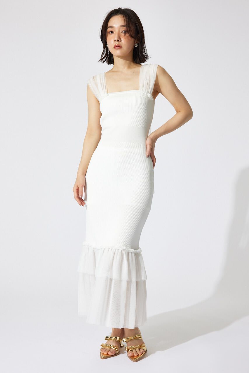 rienda「チュールレイヤードホルターニットワンピース」|ワンピース|