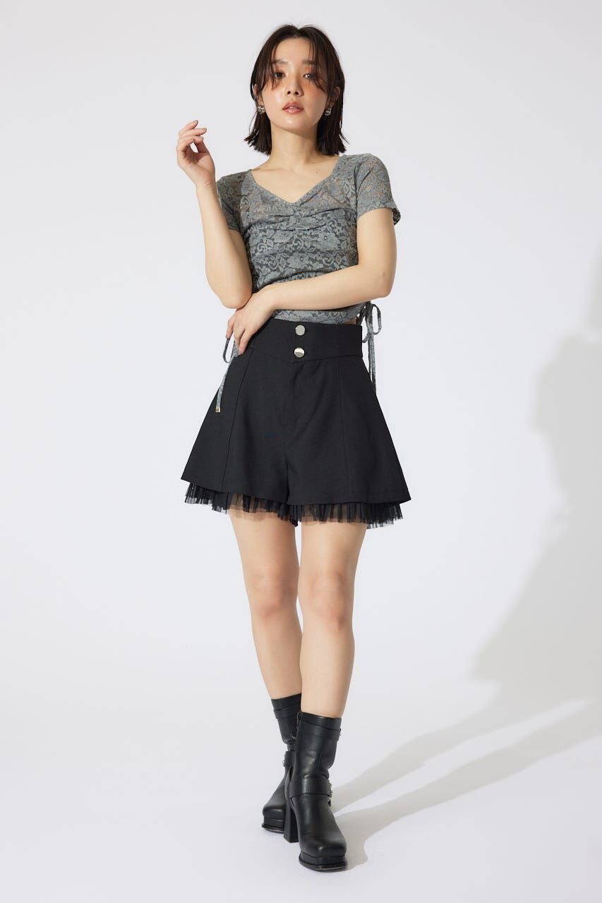 rienda「バストギャザーデザインレースカットトップス」|Tシャツ・カットソー|