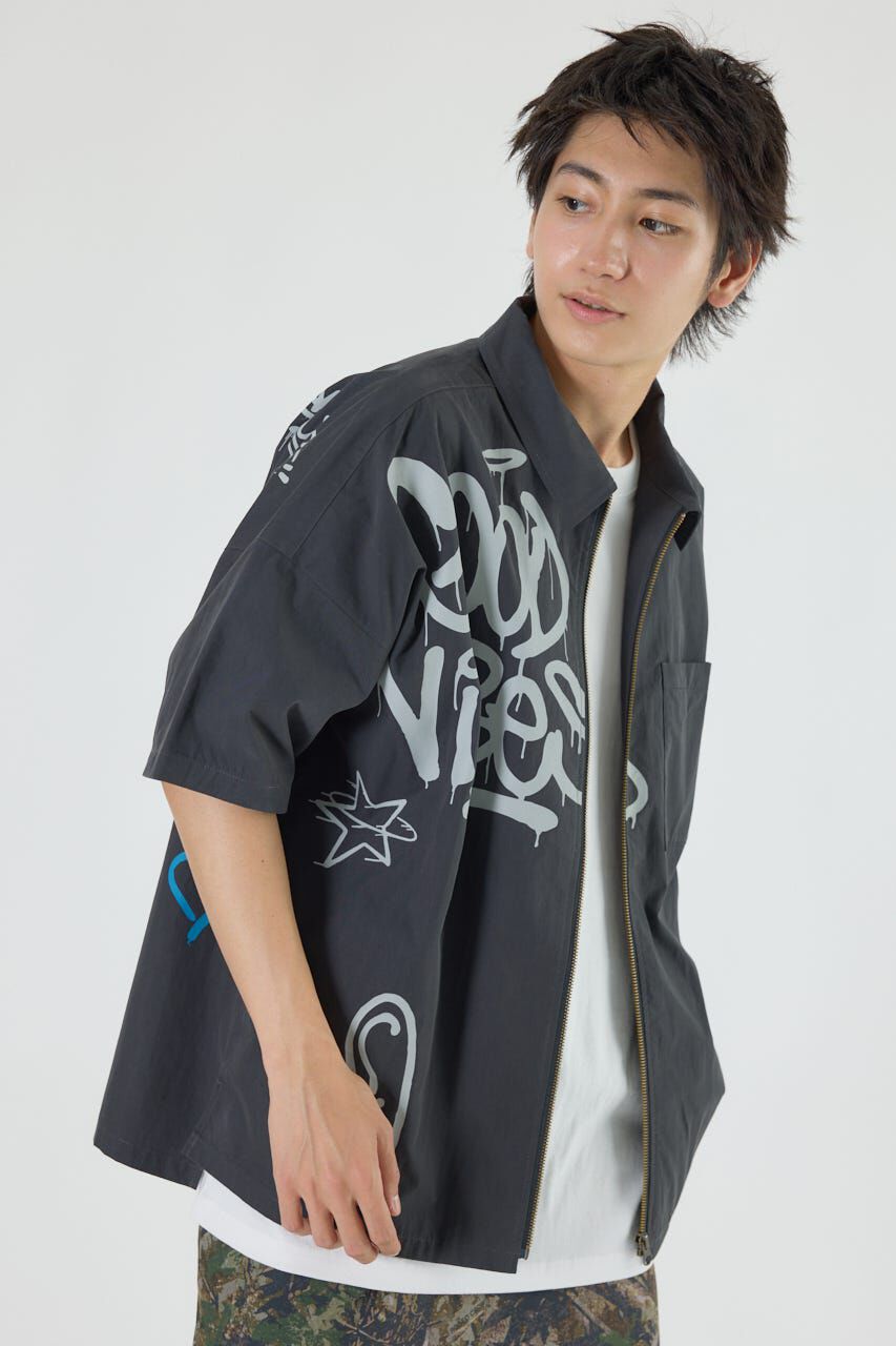 RODEO CROWNS「グラフィティーZIPシャツ」|シャツ・ブラウス|BLK