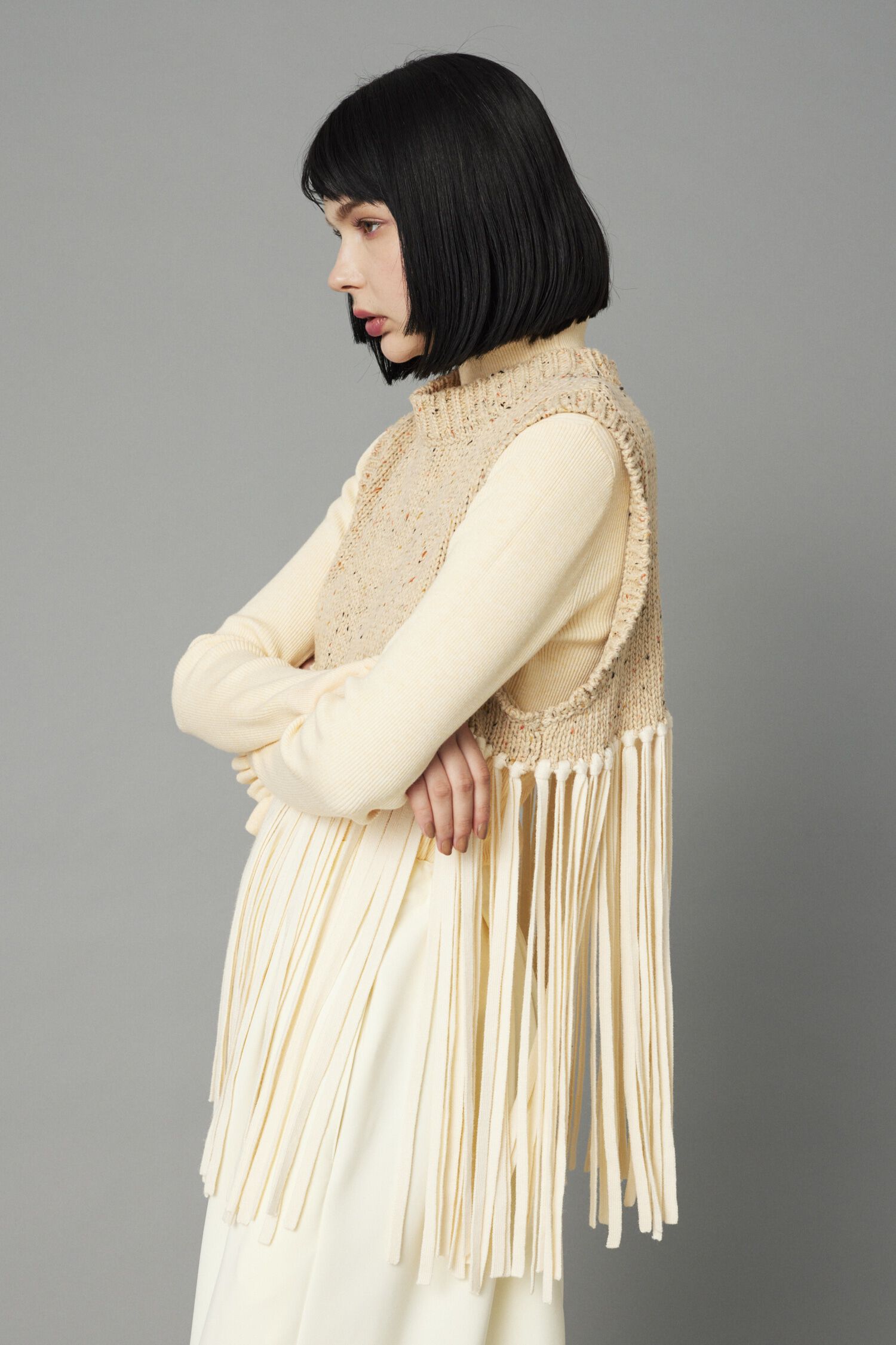 HeRIN.CYE「Fringe knit vest」|シャツ・ブラウス|