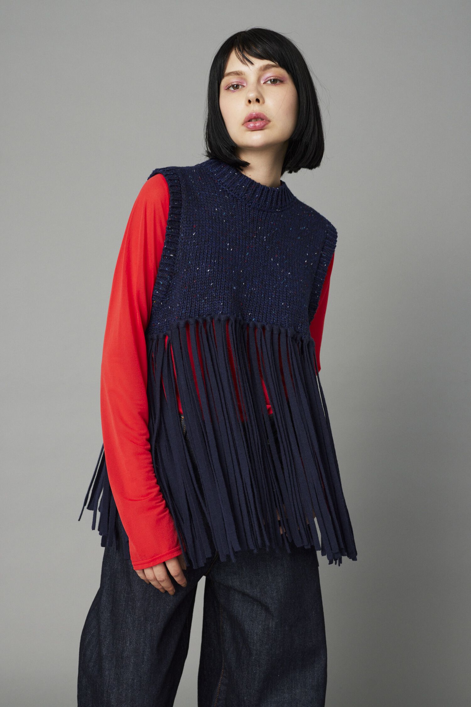 HeRIN.CYE「Fringe knit vest」|シャツ・ブラウス|NVY