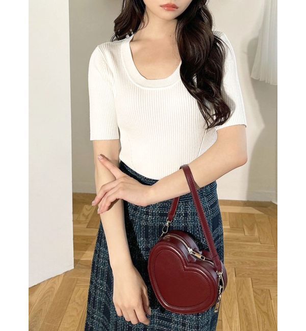 RESEXXY「ラウンドネックリブニットトップス」|ニット・セーター|ホワイト