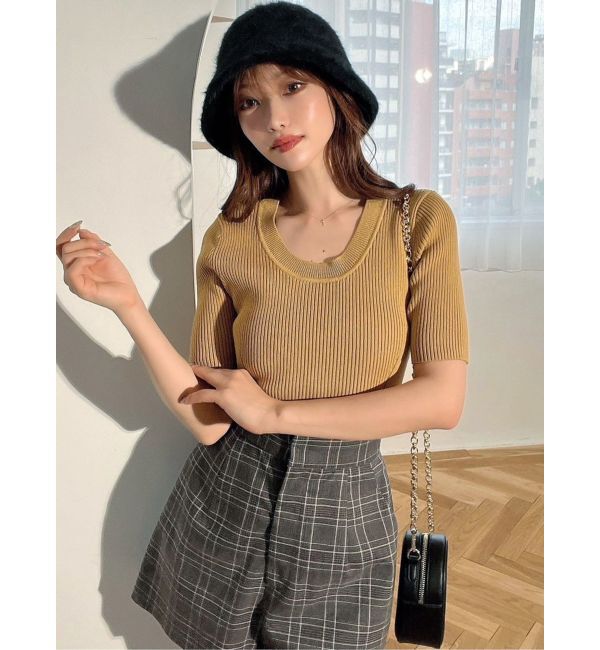 RESEXXY「ラウンドネックリブニットトップス」|ニット・セーター|