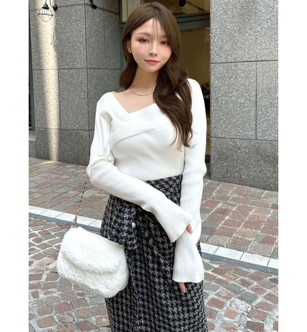 RESEXXY「アシンメトリーリブニットトップス」|ニット・セーター|