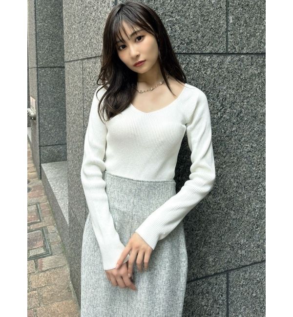 RESEXXY「Vネックリブニットトップス」|ニット・セーター|