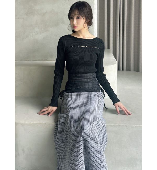 RESEXXY「パールボタンリブニットトップス」|ニット・セーター|