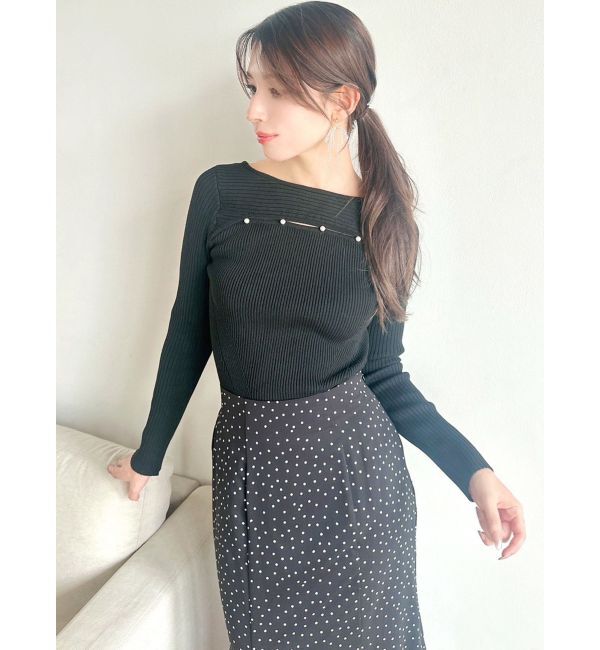 RESEXXY「パールボタンリブニットトップス」|ニット・セーター|