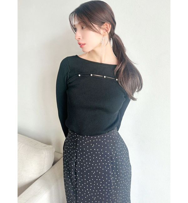 RESEXXY「パールボタンリブニットトップス」|ニット・セーター|