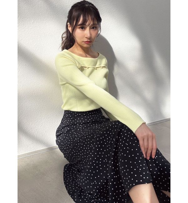 RESEXXY「パールボタンリブニットトップス」|ニット・セーター|