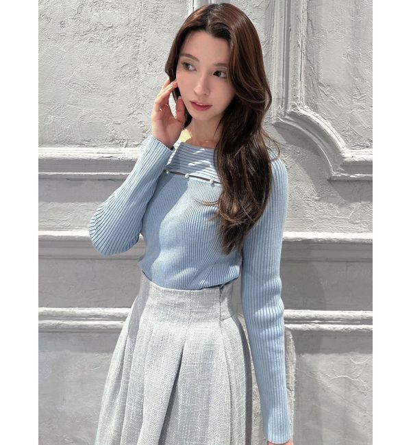 RESEXXY「パールボタンリブニットトップス」|ニット・セーター|