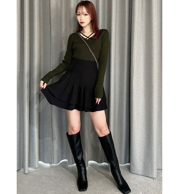 RESEXXY「デコルテクロスニットトップス」|ニット・セーター|