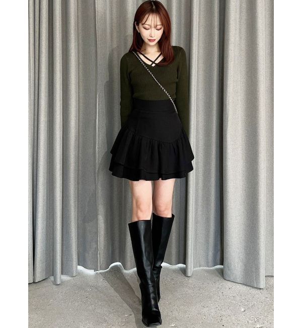 RESEXXY「デコルテクロスニットトップス」|ニット・セーター|