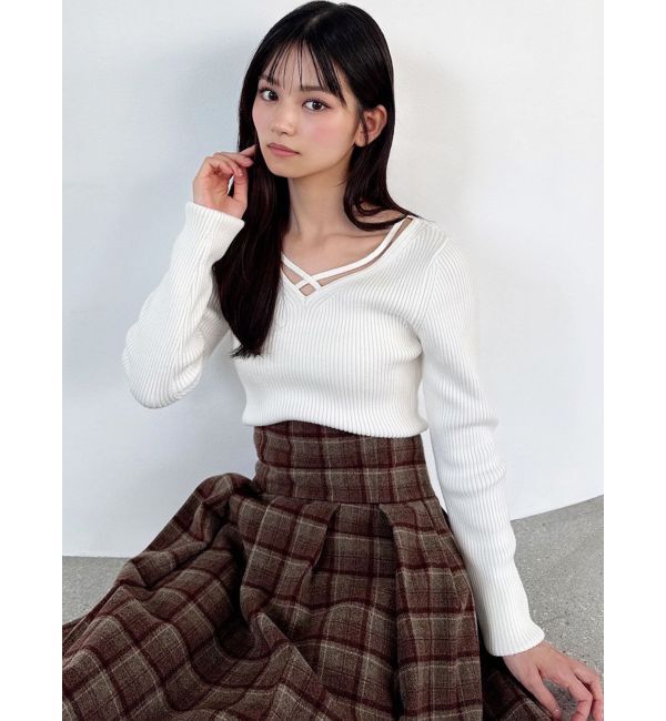 RESEXXY「デコルテクロスニットトップス」|ニット・セーター|