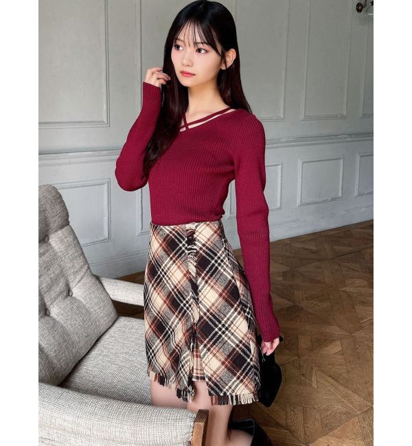 RESEXXY「デコルテクロスニットトップス」|ニット・セーター|