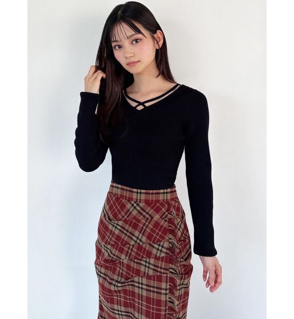 RESEXXY「デコルテクロスニットトップス」|ニット・セーター|