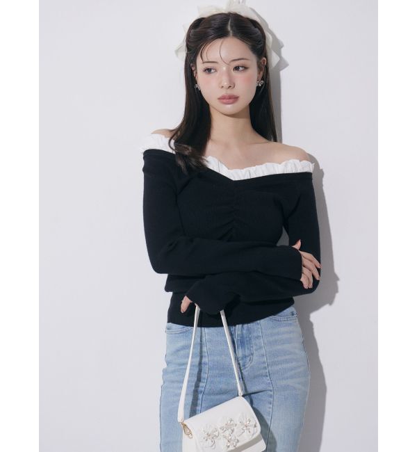 RESEXXY「ホイップフリルVネックニット」|ニット・セーター|