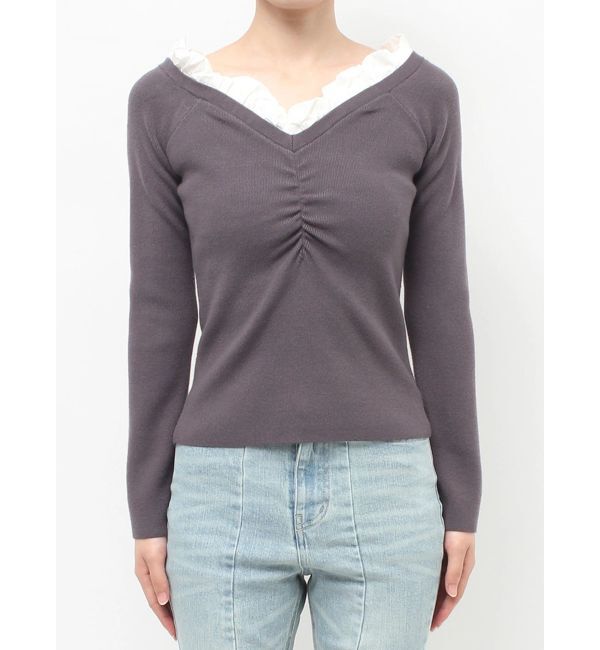 RESEXXY「ホイップフリルVネックニット」|ニット・セーター|