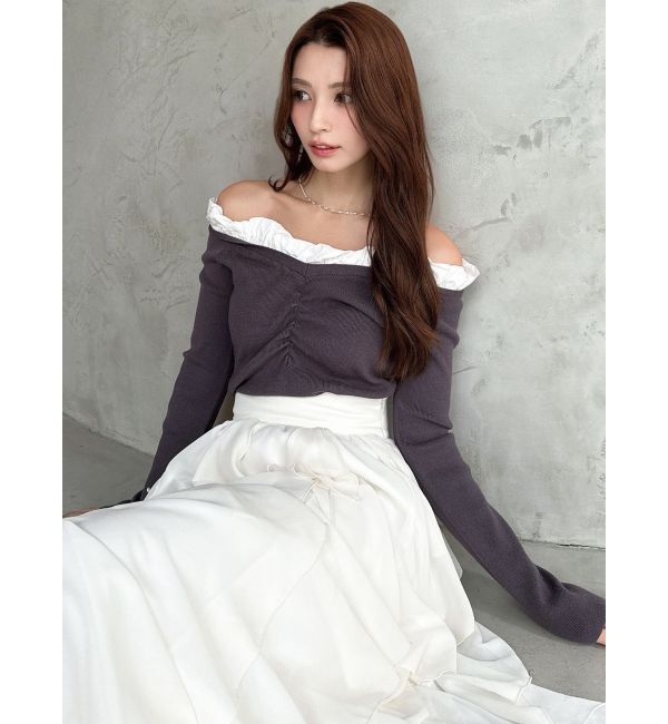 RESEXXY「ホイップフリルVネックニット」|ニット・セーター|