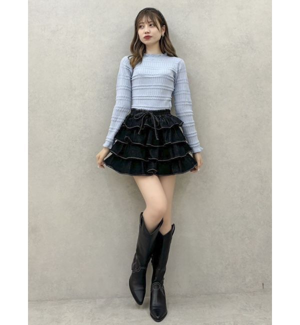 dazzlin「バックリボンプチフリルニットトップス」|ニット・セーター|