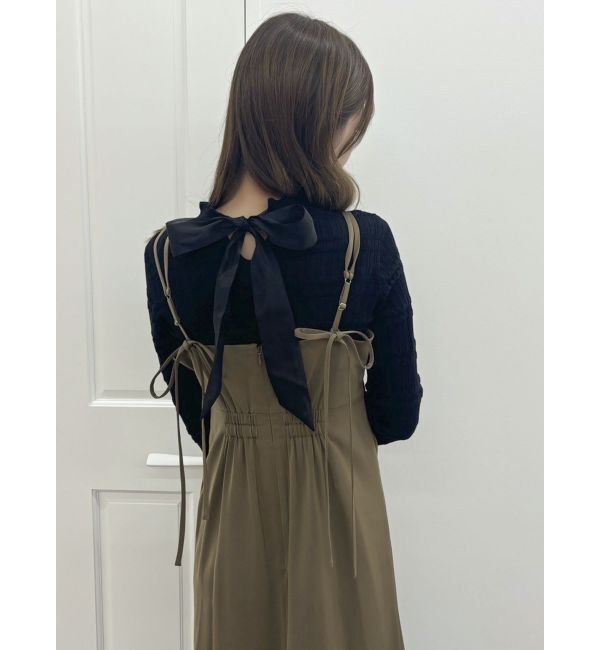 dazzlin「バックリボンプチフリルニットトップス」|ニット・セーター|ブラック