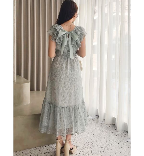 dazzlin「【WEB限定】バックリボンレースノースリワンピース」|ワンピース|