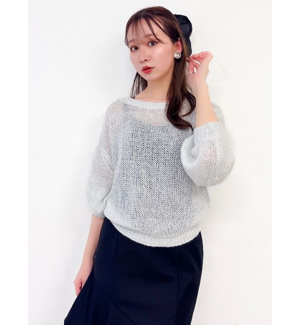 dazzlin「バックリボンスパンコールモヘアタッチニット」|ニット・セーター|オフホワイト