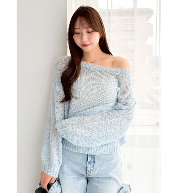 dazzlin「バックリボンスパンコールモヘアタッチニット」|ニット・セーター|