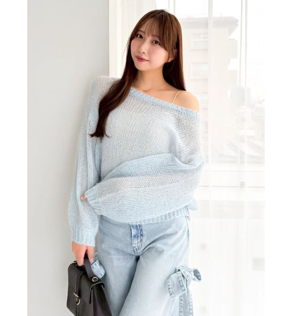 dazzlin「バックリボンスパンコールモヘアタッチニット」|ニット・セーター|