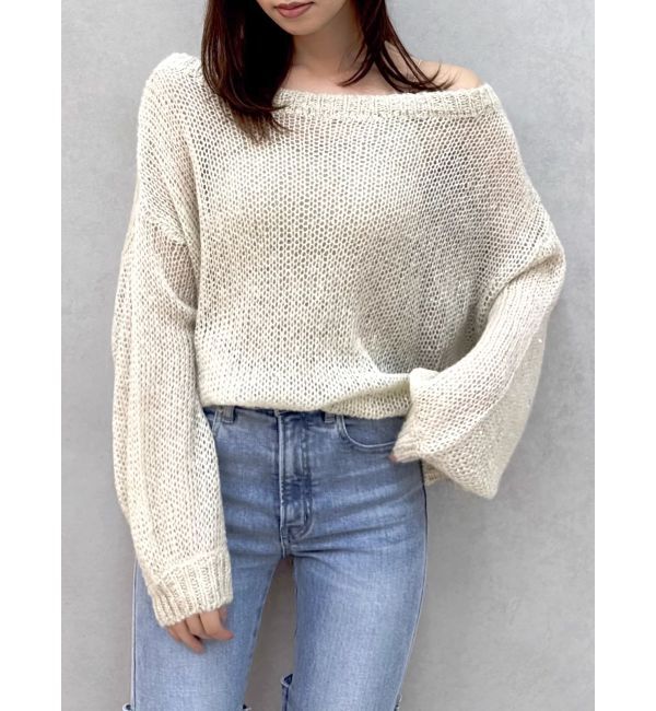 dazzlin「バックリボンスパンコールモヘアタッチニット」|ニット・セーター|ベージュ