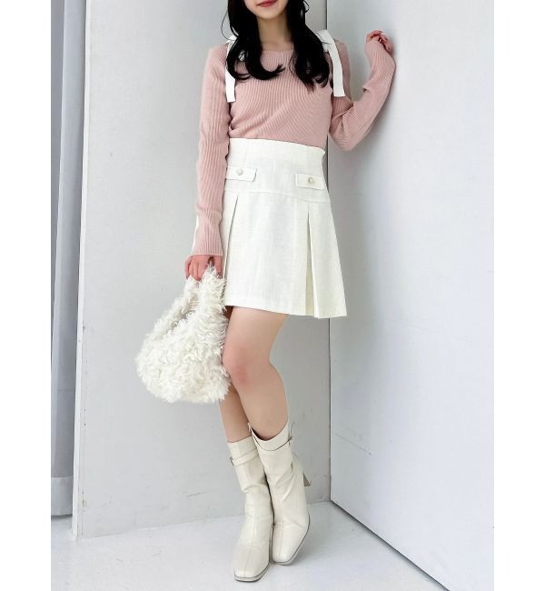 dazzlin「【WEB限定】ショルダーリボンニットトップス」|ニット・セーター|