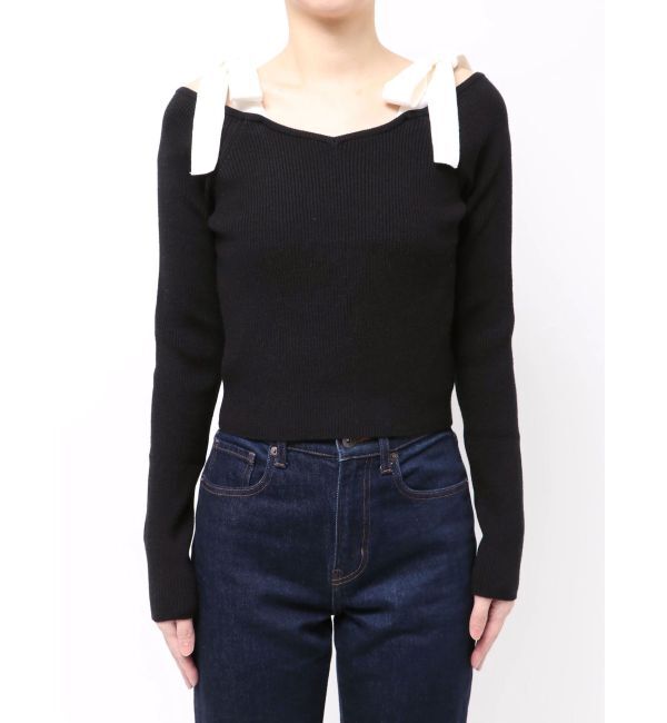 dazzlin「【WEB限定】ショルダーリボンニットトップス」|ニット・セーター|