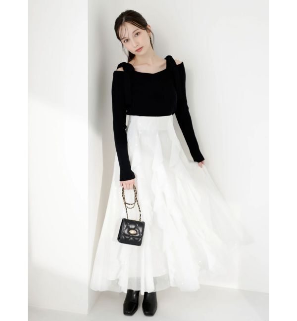 dazzlin「【WEB限定】ショルダーリボンニットトップス」|ニット・セーター|