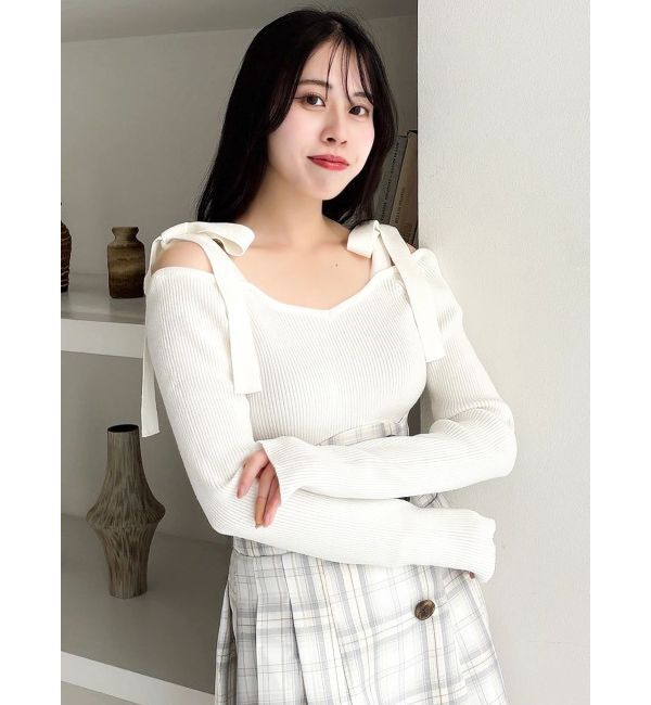 dazzlin「【WEB限定】ショルダーリボンニットトップス」|ニット・セーター|