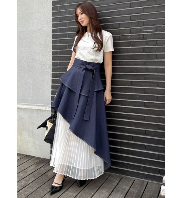 dazzlin「アシメティアードプリーツスカート」|スカート|