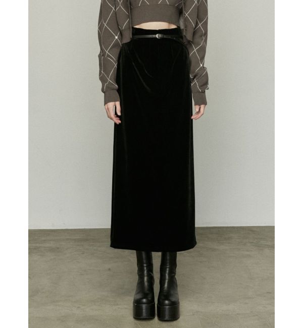 EMODA「【WEB限定】ハイウエストベルトベロアスカート」|スカート|