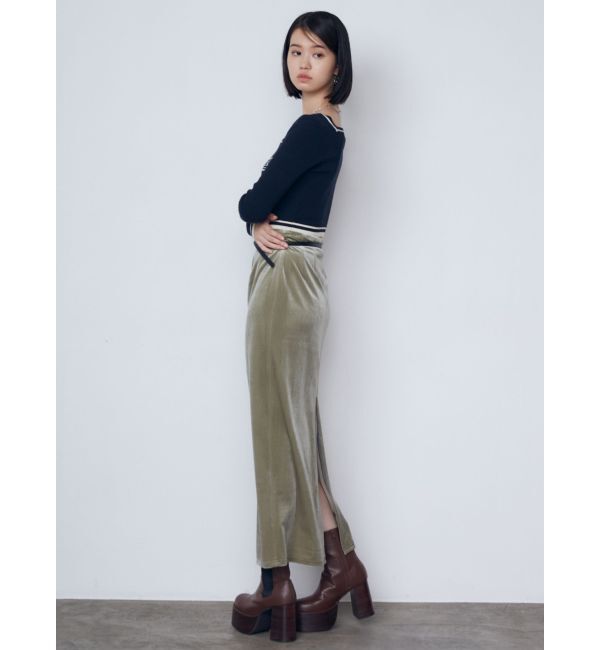 EMODA「【WEB限定】ハイウエストベルトベロアスカート」|スカート|