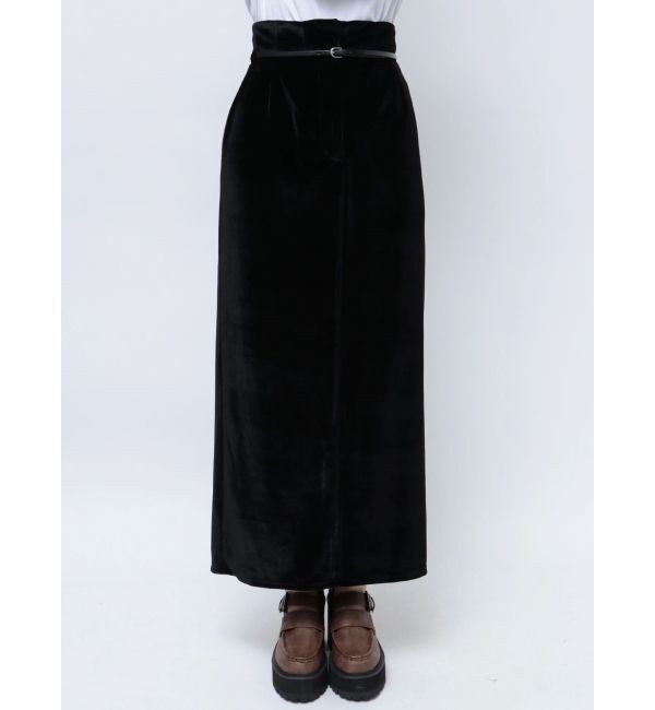 EMODA「【WEB限定】ハイウエストベルトベロアスカート」|スカート|
