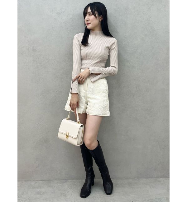 MERCURYDUO「パール付きフレアスリーブリブニット」|ニット・セーター|