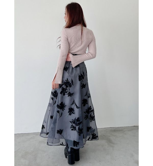 MERCURYDUO「パール付きフレアスリーブリブニット」|ニット・セーター|