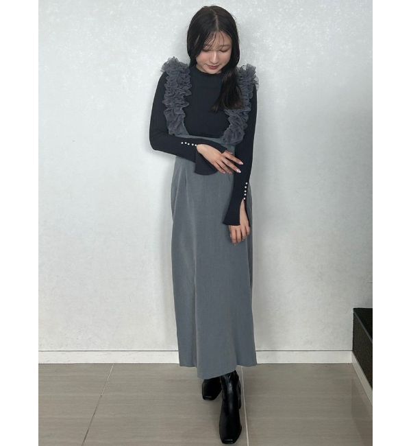 MERCURYDUO「パール付きフレアスリーブリブニット」|ニット・セーター|