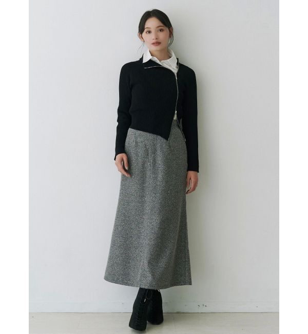 MERCURYDUO「【WEB限定カラーあり】ハイツイストアシメZIPニット」|ニット・セーター|