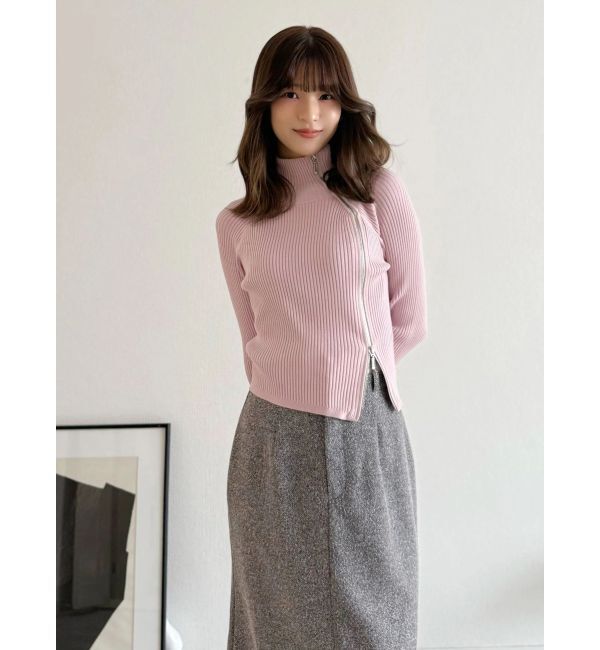 MERCURYDUO「【WEB限定カラーあり】ハイツイストアシメZIPニット」|ニット・セーター|